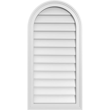 Ekena Millwork Round Top Surface Mount PVC Gable Vent w/ 2"W x 1-1/2"P Brickmould Frame, 18"W x 36"H GVPRT18X3602SN